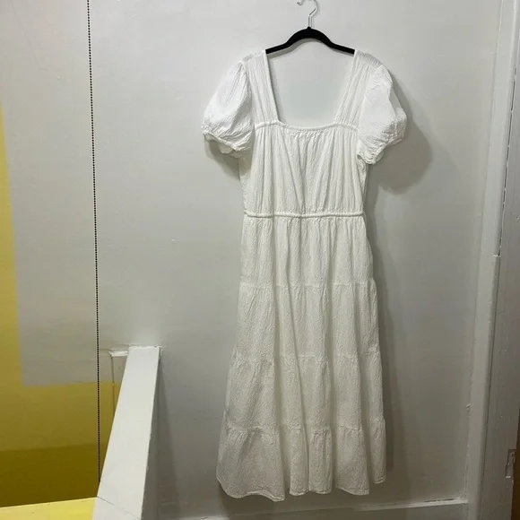 & Other Stories Women’s White Elastic Puff Sleeve ,Tie Back,Midi Dress.Size-US-M - Picture 1 of 12